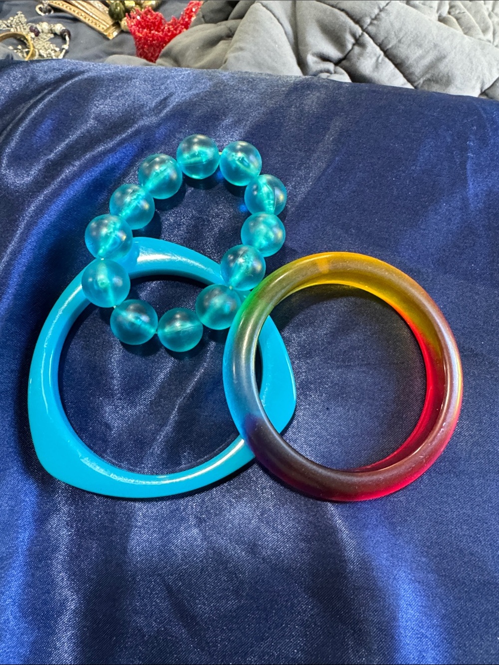 Kids Teething & Sensory Bracelet Set - Blue & Multicolor